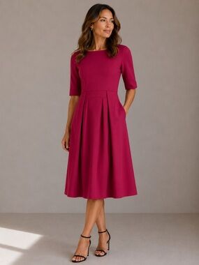 MaxMara Studio Pleated shift dress Fuchsia Sz 8